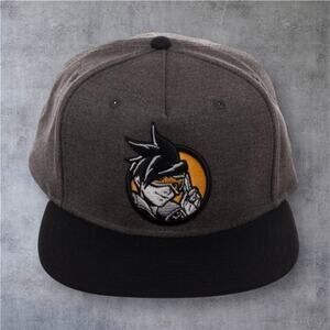 Overwatch Tracer Snapback Hat Blizzard Grey Blk Embroidered Gaming Cap Bioworld
